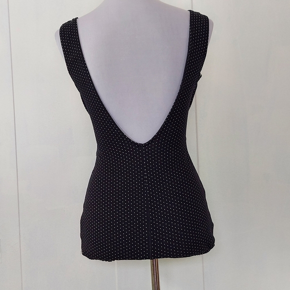 Vtg 40s‎ 50s Bradley Black White Polka Dot  Boy Leg Low Back One Piece Swimsuit - Picture 10 of 16